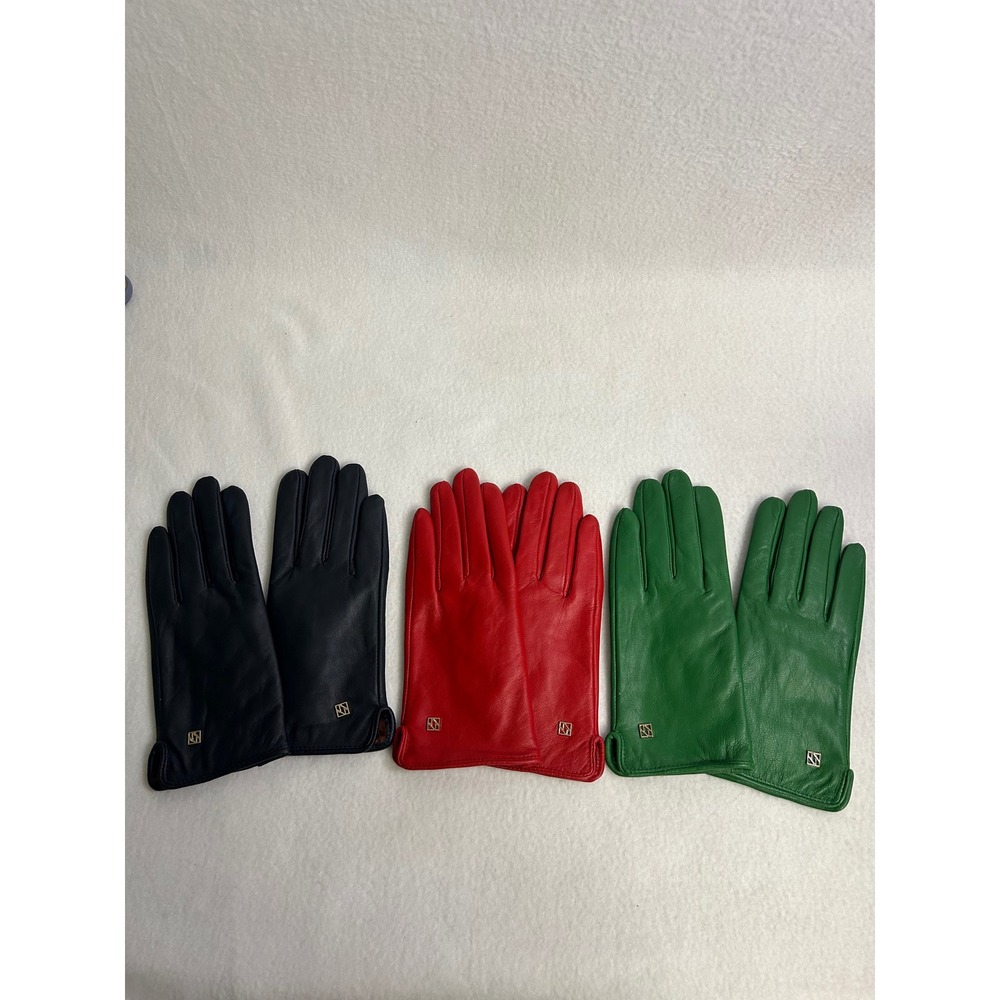 Classic Elegant NAPPANOVUM Womens M Multicolor Leather Faux Fur Lined Gloves 3pk